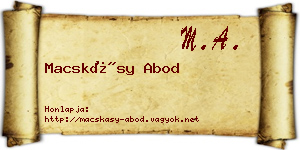 Macskásy Abod névjegykártya